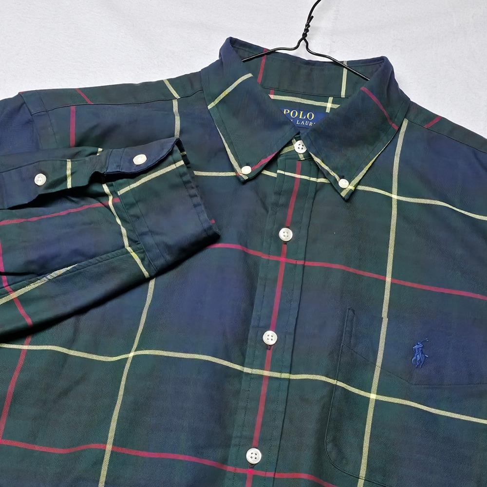 Polo Ralph Lauren Button Down Shirt Mens L Green Plaid Classic Fit NWT
